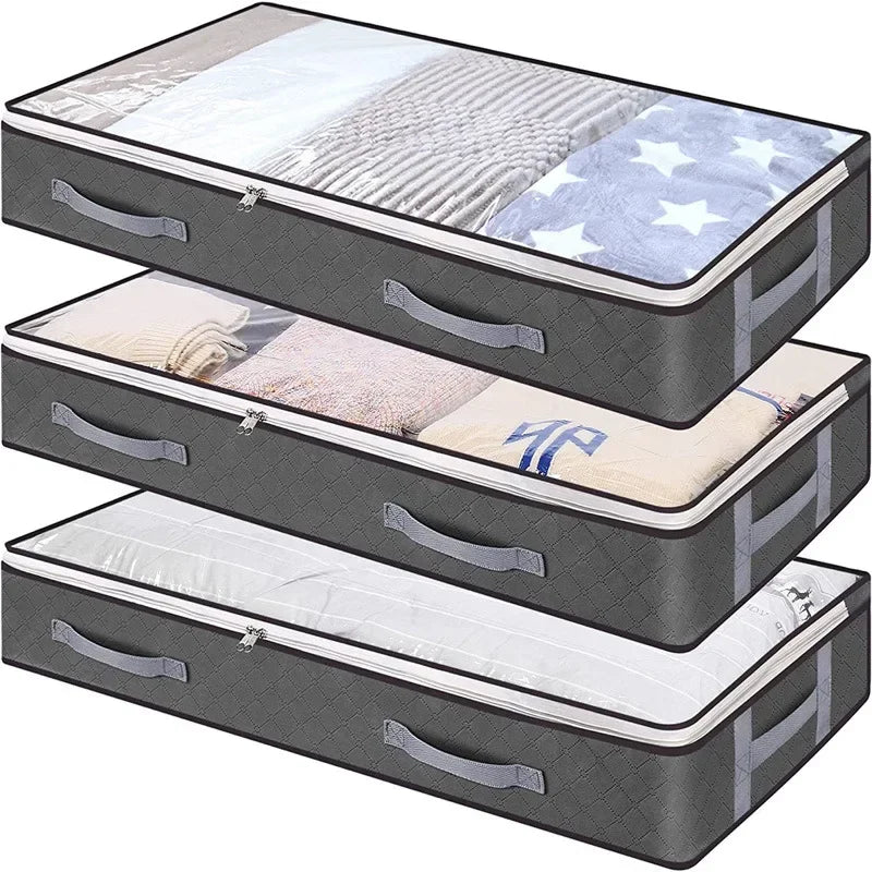 Under Bed Storage Bag – Large Foldable Dustproof Quilt Organizer