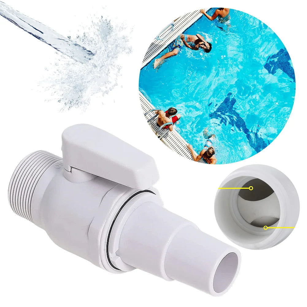 2-Way Ball Valve Pool Pump Valve 1.5 - 1.25in Pool Filter Stop Connector Maximum 50 PSI Pressure Rating for Home Backyard Plunge Peaceful Pleasures Health and Wellness
