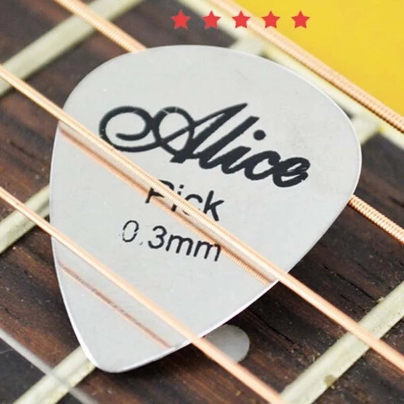 Metal Guitar Pick Thin Durable Silver Professional Bass Ukelele Picks