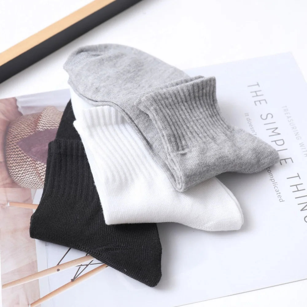 10 Pairs of Men's Mid-Calf Socks Cotton Socks for All Seasons, Solid Color and Versatile Peaceful Pleasures Health and Wellness