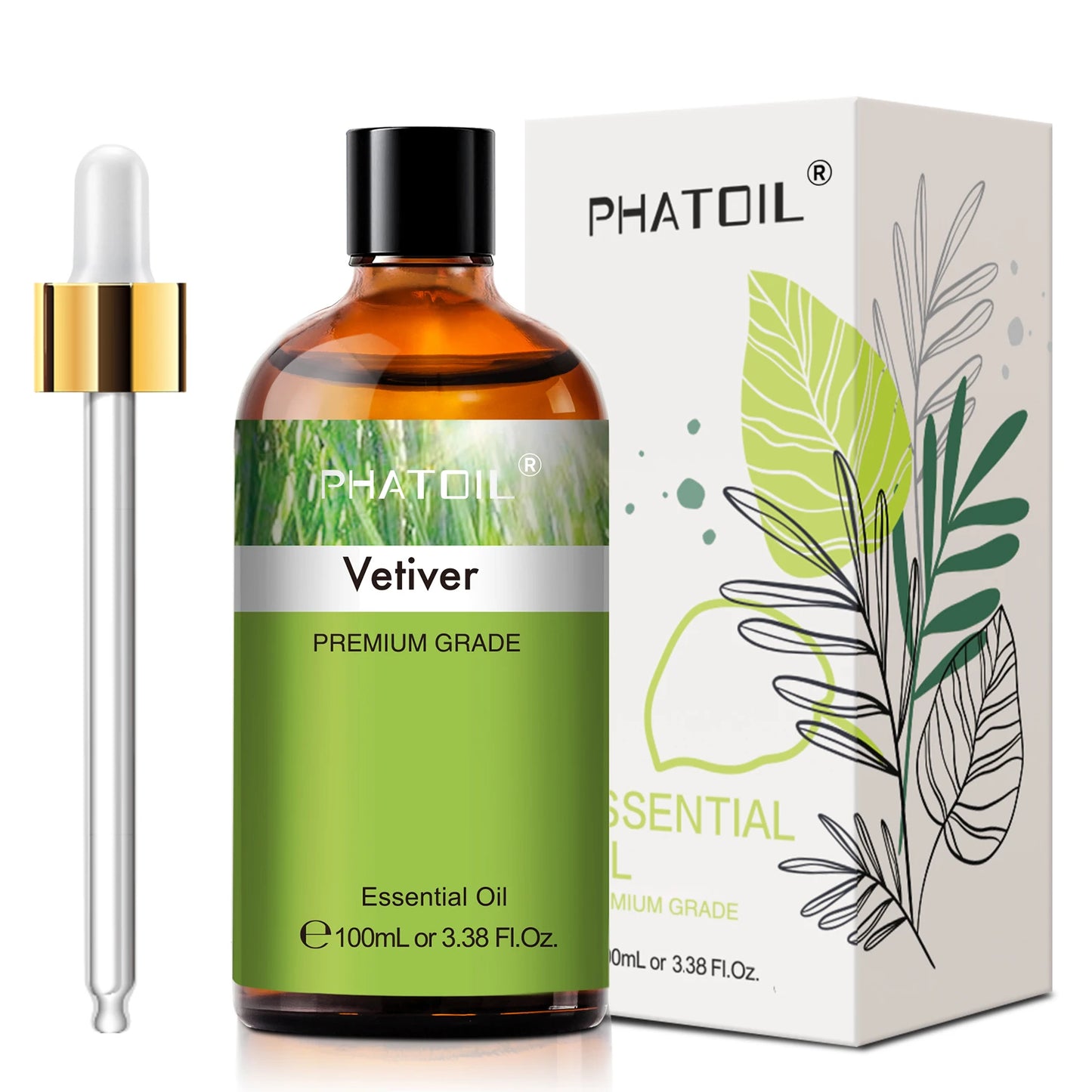 PHATOIL 100ml Pure Essential Oil Lavender Jasmine Vanilla Sandalwood Sweet Orange Lemon Aromatherpay Essential Oils For Diffuser Peaceful Pleasures Health and Wellness Vetiver United States 100ml