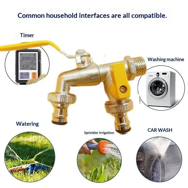 1Pcs 1/2'' 3/4'' IBC Water Tank Connector Garden Hose Tap Faucet Adapter With 2 Outlets Irrigation Joint Replacement Fitting Peaceful Pleasures Health and Wellness