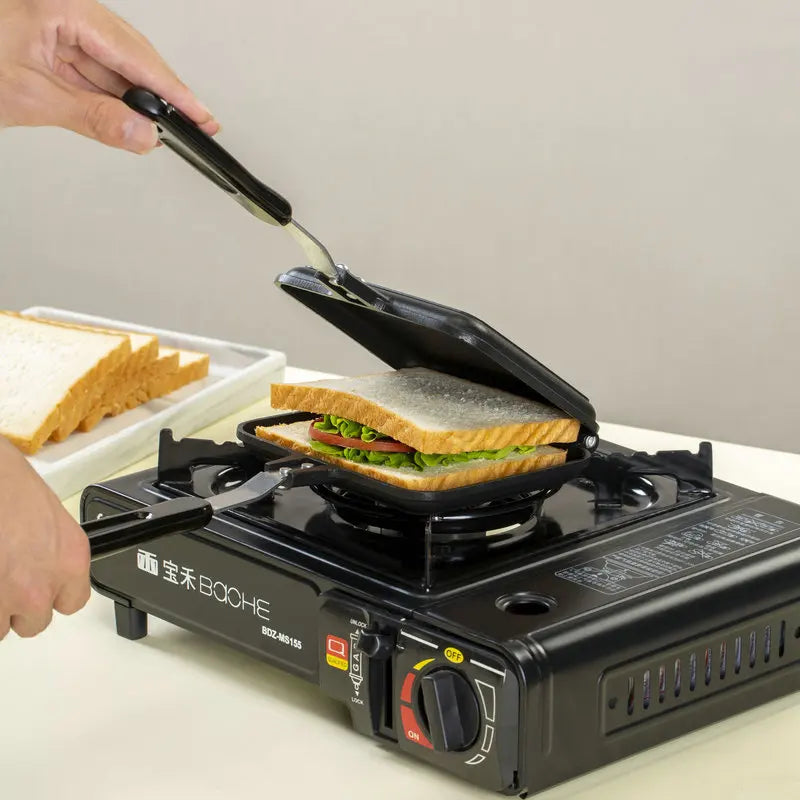 Double-Sided Non-Stick Sandwich Maker Iron Bread Toast Breakfast Machine Waffle Pancake Baking Barbecue Oven Mold Grill Frying Peaceful Pleasures Health and Wellness