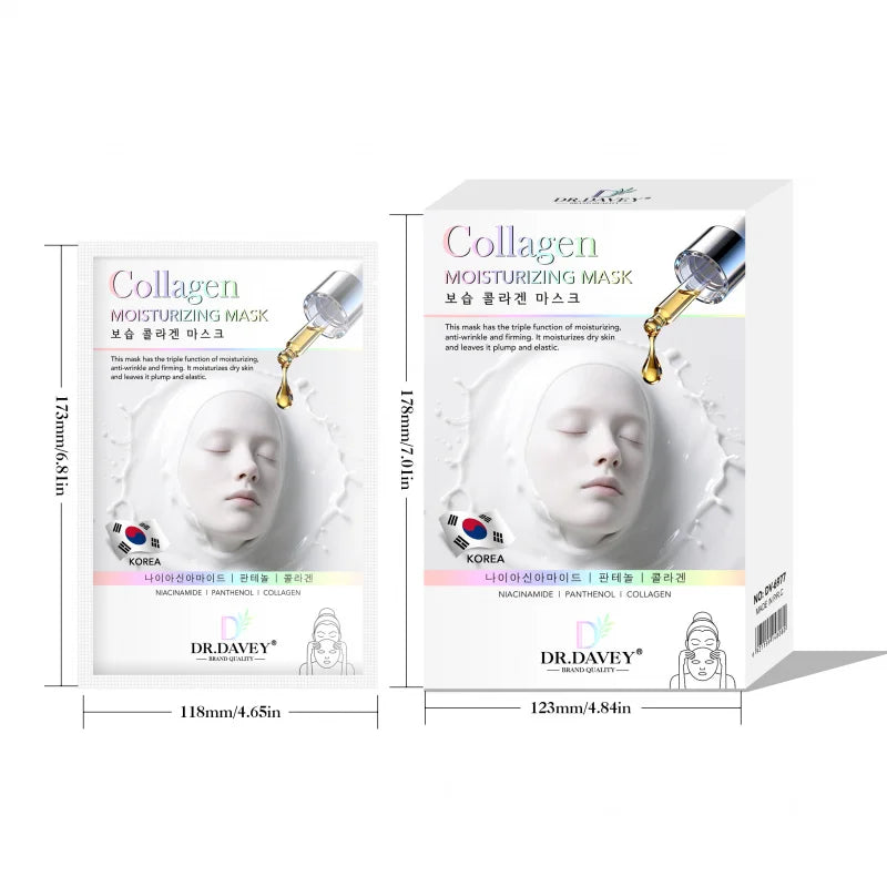DR.DAVEY Collagen Moisturizing Facial Mask Facial Care Moisturizing and Tender Skin Easy to Absorb Portable 10 Tablets/Box Peaceful Pleasures Health and Wellness