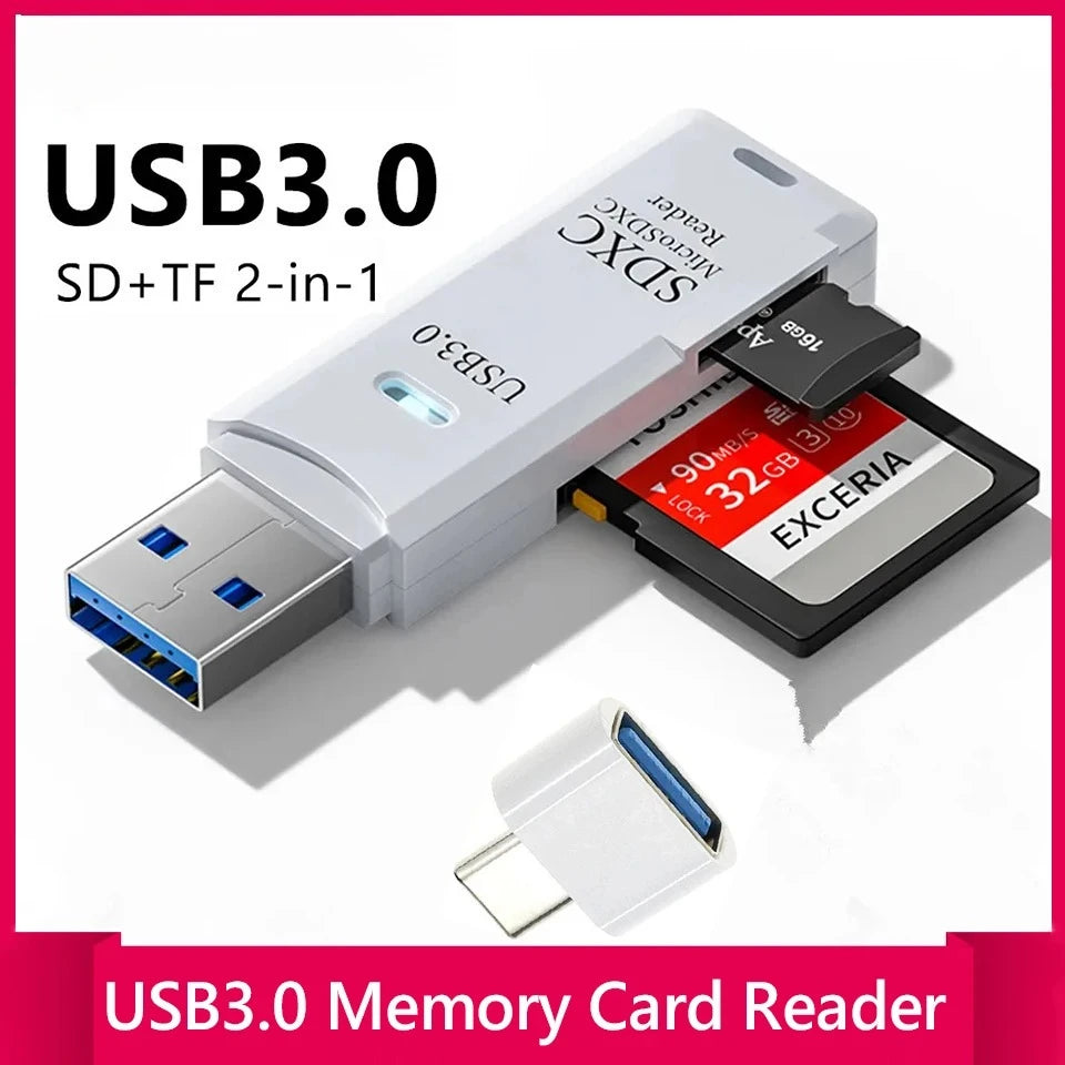 Portable Mini USB 3.0 SD TF Card Reader Dual Slot Micro SD Memory Card Adapter Fast Data Transfer For Camera PC Laptop Computer Peaceful Pleasures Health and Wellness