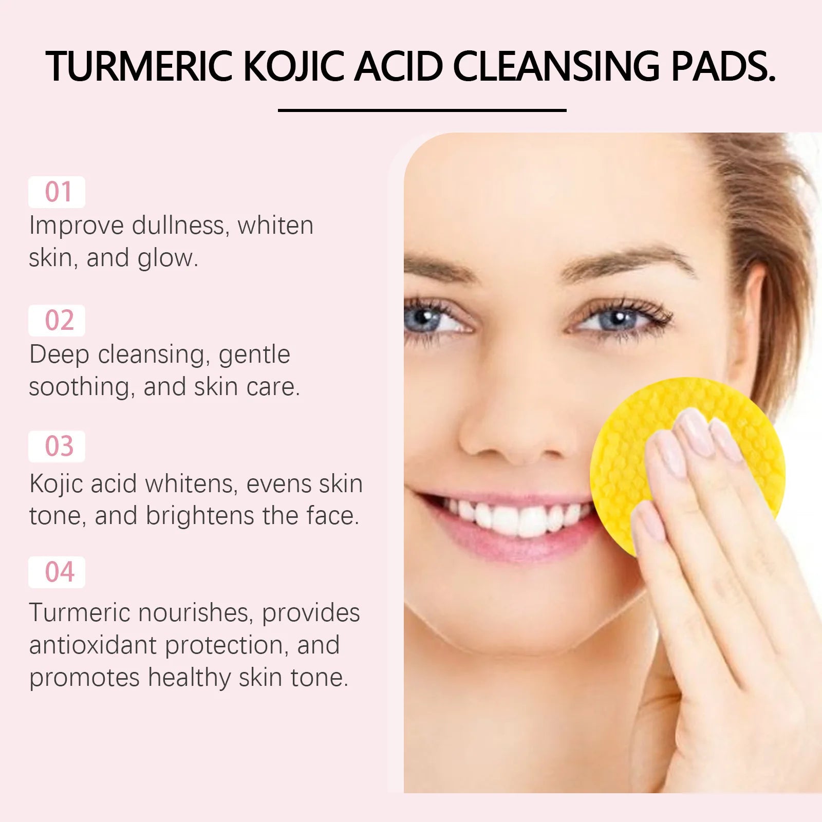 Turmeric Kojic Acid Cleansing Pads Daily Pores Cleaning Makeup Dead Skin Removal Oil Control Nourish Exfoliating Facial Sponge Peaceful Pleasures Health and Wellness