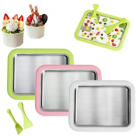 DIY Rolled Ice Cream Maker Pan with 2 Spatulas | Sorbet Gelato Ice Cream Roller Pan Peaceful Pleasures Health and Wellness