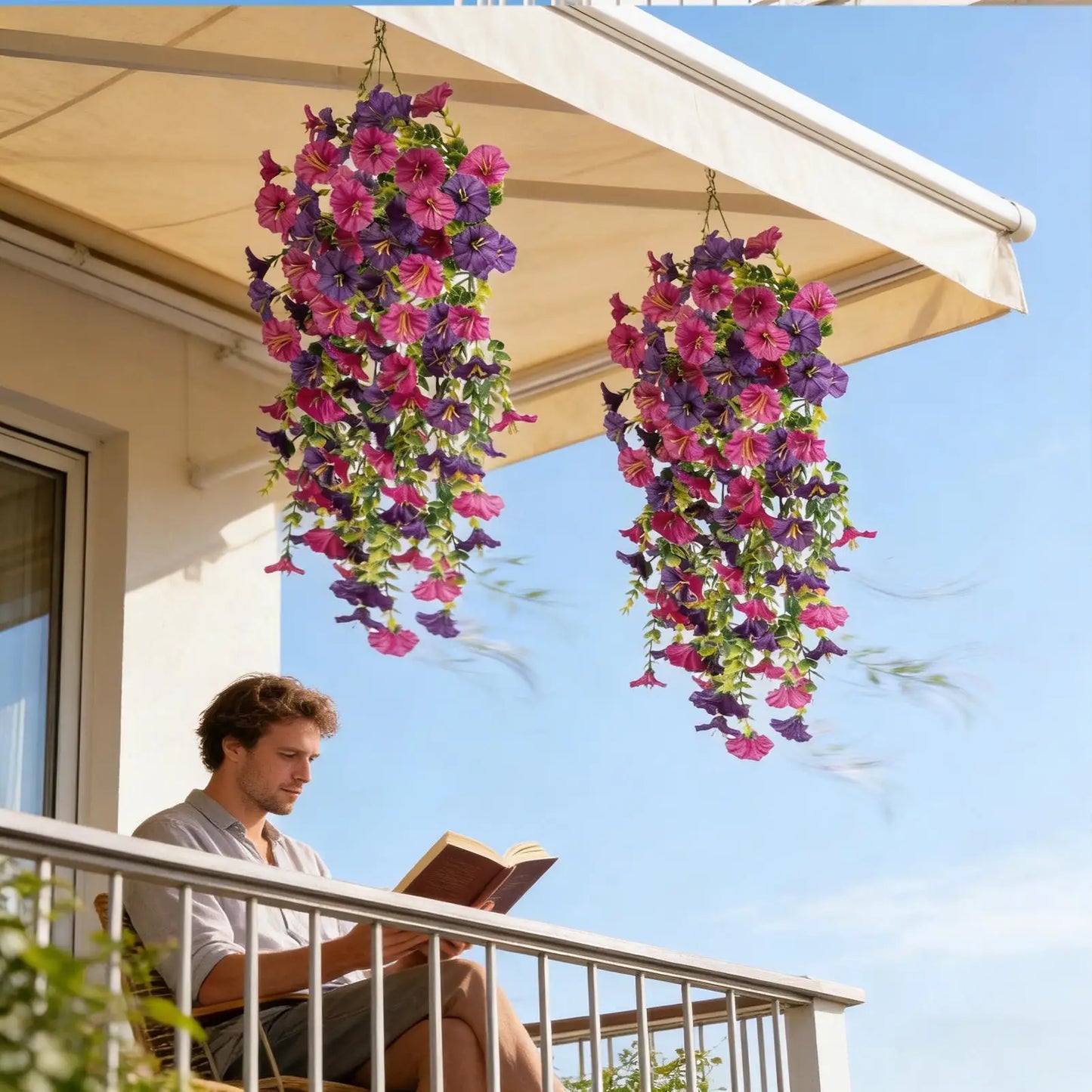 2-Pack UV Resistant Artificial Morning Glory Vines | Outdoor Décor