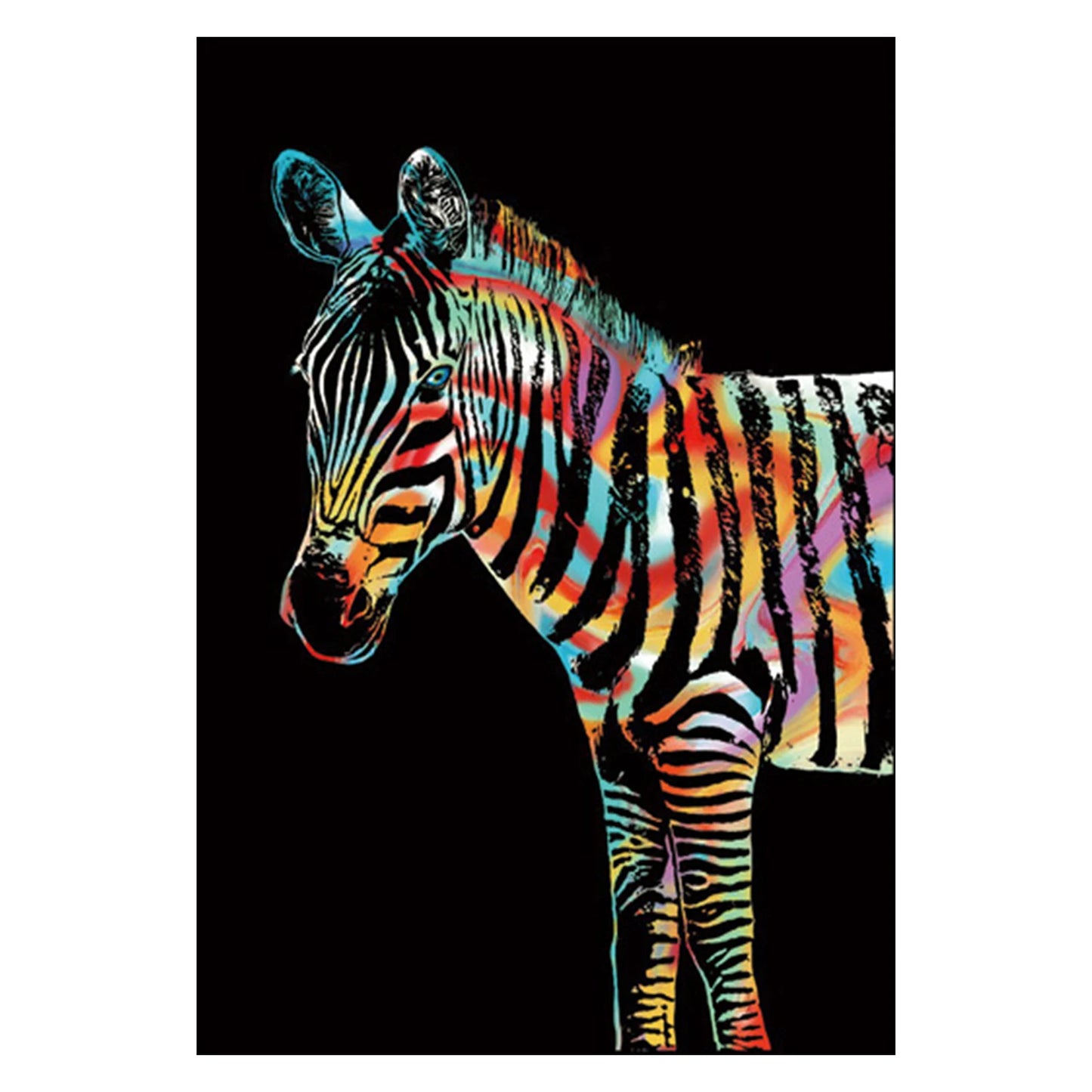 Animals Scratchboard Art 15.94x11.22 Inch with 3 Tools Rainbow Scratch Paper Foil Art for Adults Fun Creative Craft /Gifts/Decor Peaceful Pleasures Health and Wellness Zebra