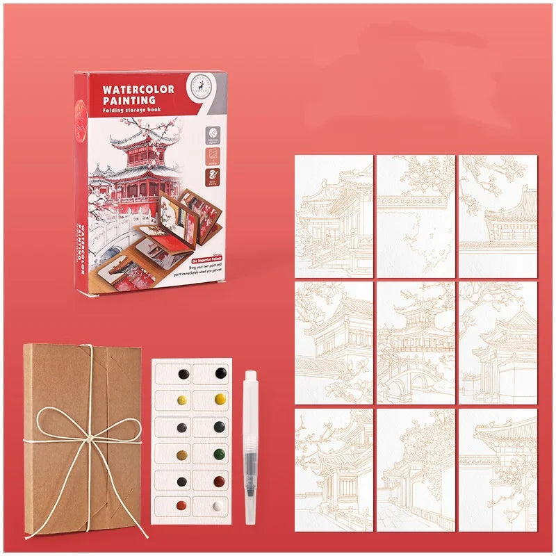 Professional Watercolor Painting 12 Colors Palette Kraft Paper Pad