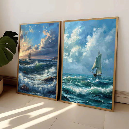 Ocean Beach Canvas Wall Art – Surf Girl, Lighthouse & Palm Tree Canvas Wall Art Peaceful Pleasures Health and Wellness