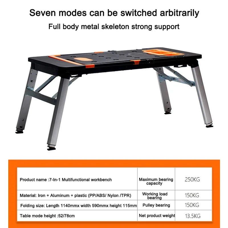 Multifunctional Folding Work Table Portable Trolley Folding Cart With Wheels Workshop Tool Outing Handcart Multifunctional Fold Peaceful Pleasures Health and Wellness