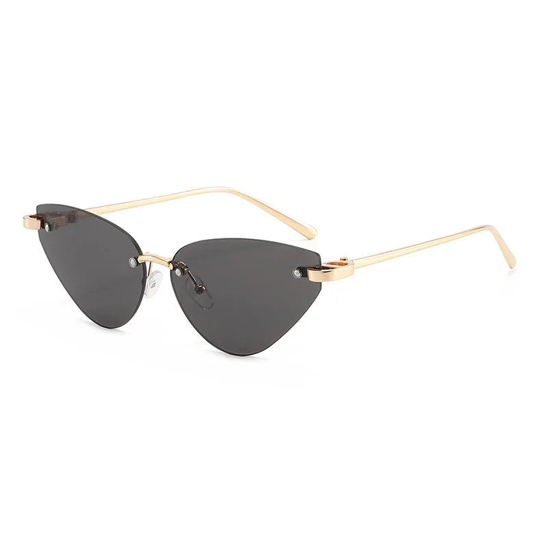 Retro Rimless Oval Cat Eye Sunglasses UV400 | Unisex Punk Shades