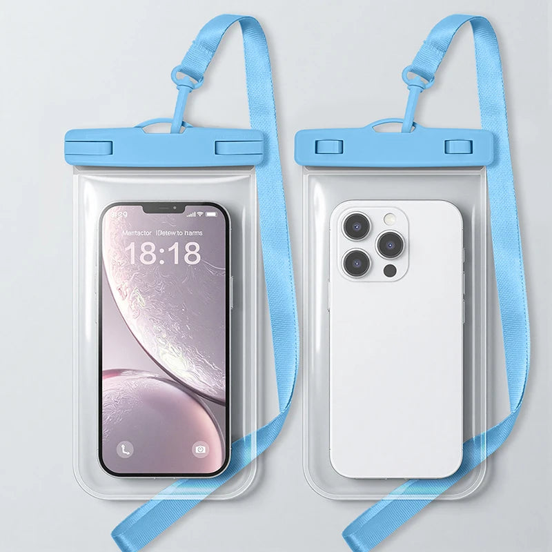 phone armbands and pouches waterproof phone pack diving phone case waterproof mobile phone bag transparent pouch for swimming Peaceful Pleasures Health and Wellness Blue(7.5 inch)