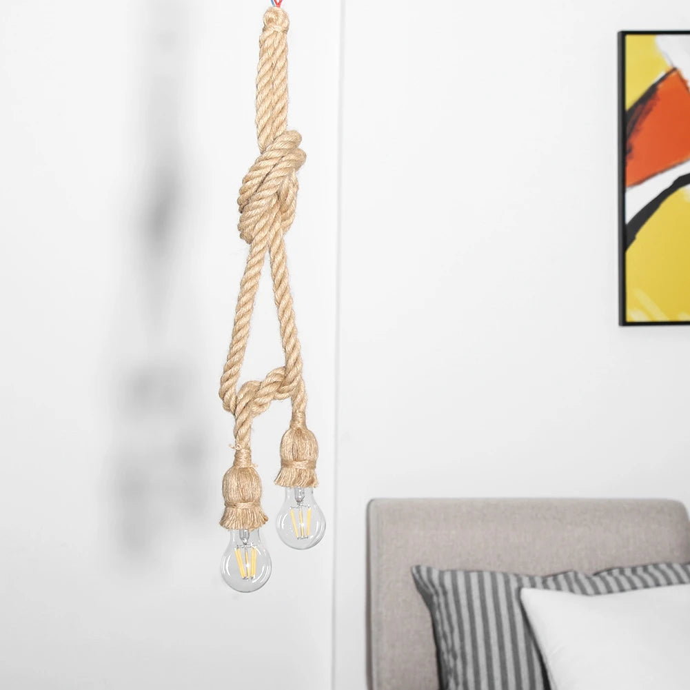 2m E27 Vintage Hemp Rope Ceiling Light Base Pendant Lamp Bulb Holder 85-265V Lamp Holder Lamp Base Peaceful Pleasures Health and Wellness
