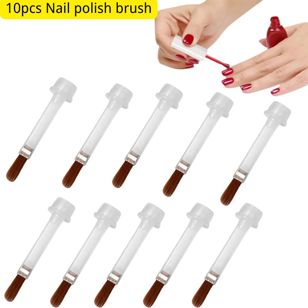10pcs Nail Polish Brush Disposable Flat Head Brush Curved Brush Acrylic Powder Head Liquid Applicators Manicure Set Replacement Peaceful Pleasures Health and Wellness brown curved