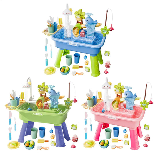 Kids Water Play Table with Fishing Game & Kitchen Set Kids Water Play Table Peaceful Pleasures Health and Wellness
