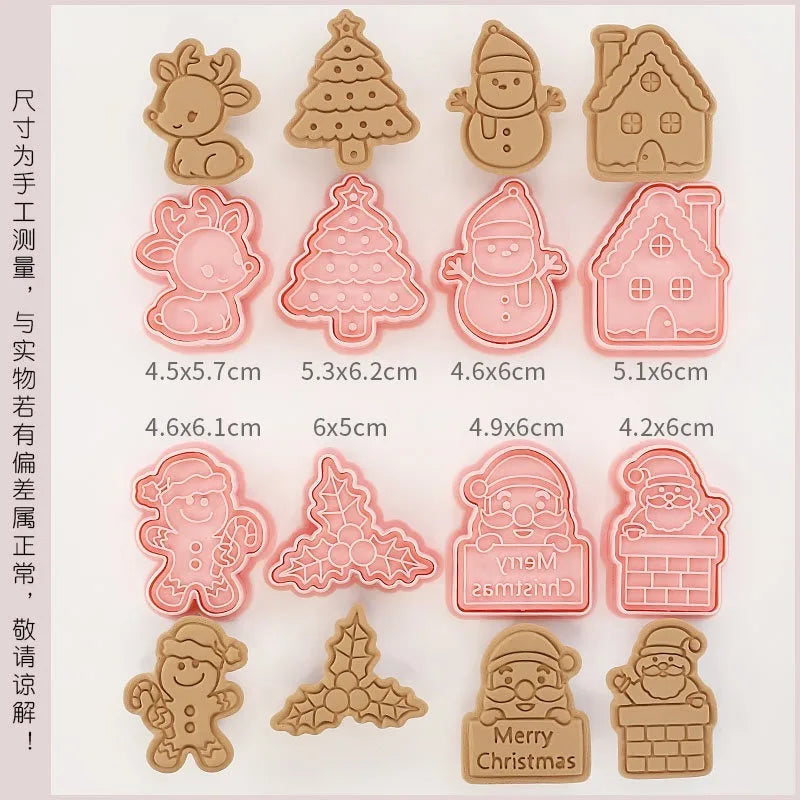 3D Christmas Cookie Cutters – Cartoon Fondant Baking Mold Set