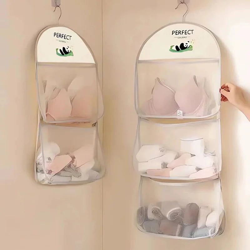 Nylon Mesh Hanging Storage Bag – Wall-Mounted Closet Organizer