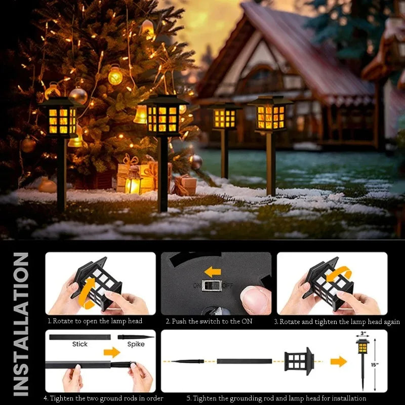 Solar Flame LED Garden Lamp | Waterproof Outdoor Lawn Light