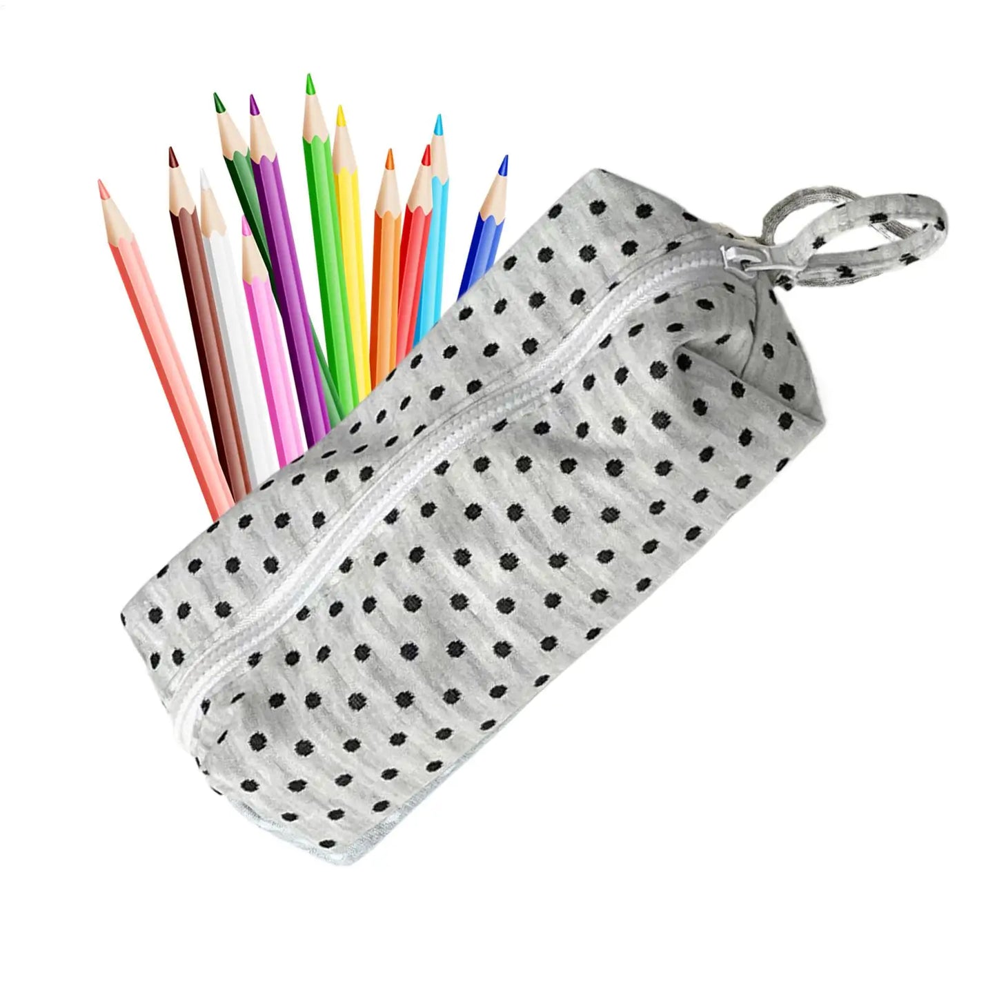 Large Capacity Dot Design Pencil Case | Fabric Stationery Pouch