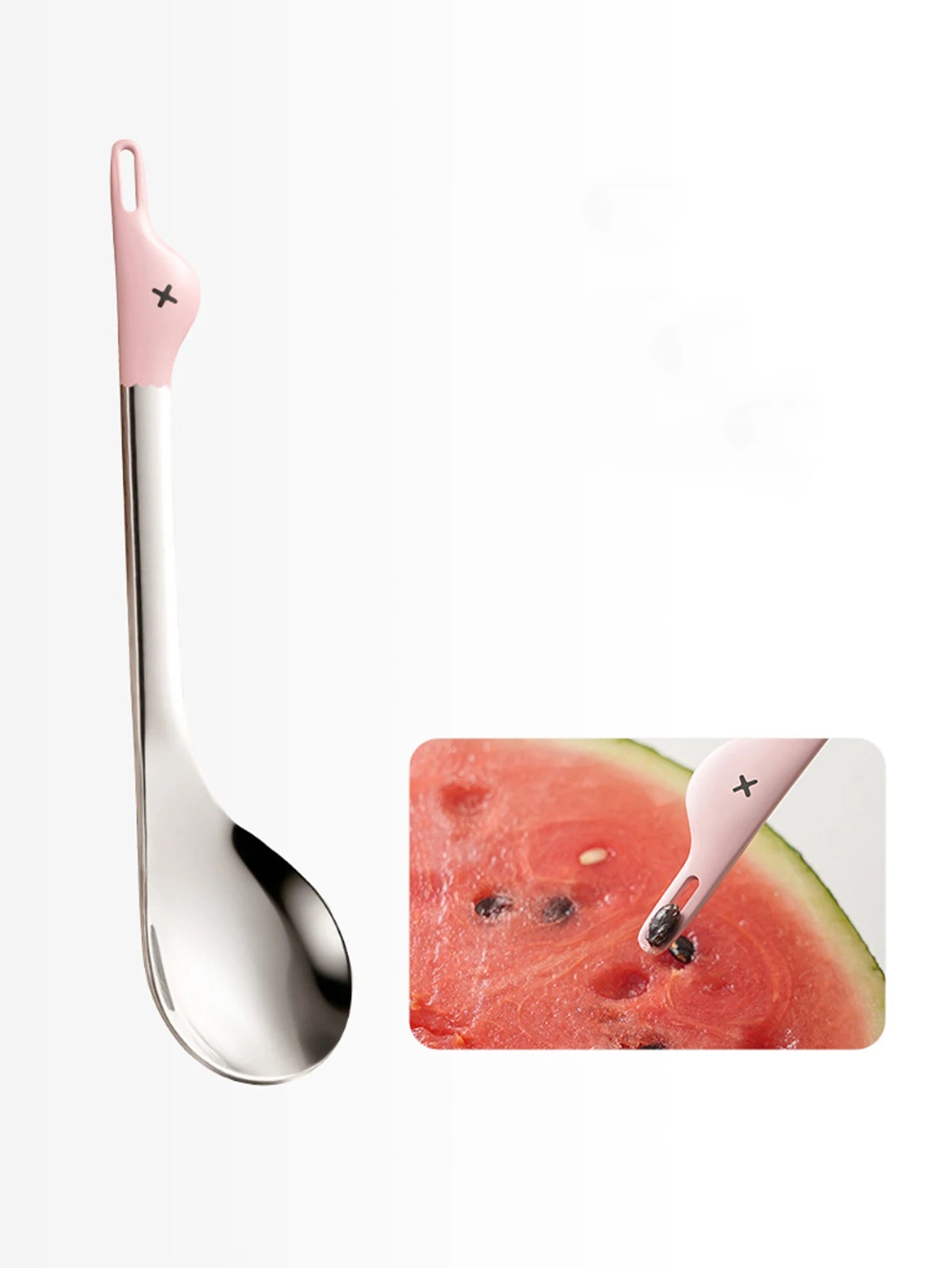 1Pcs Cartoon Stainless Steel Dual-purpose Watermelon Spoon Duck Shape Seed Remover Dessert Spoon Grip Grade Coffee Spoon Peaceful Pleasures Health and Wellness