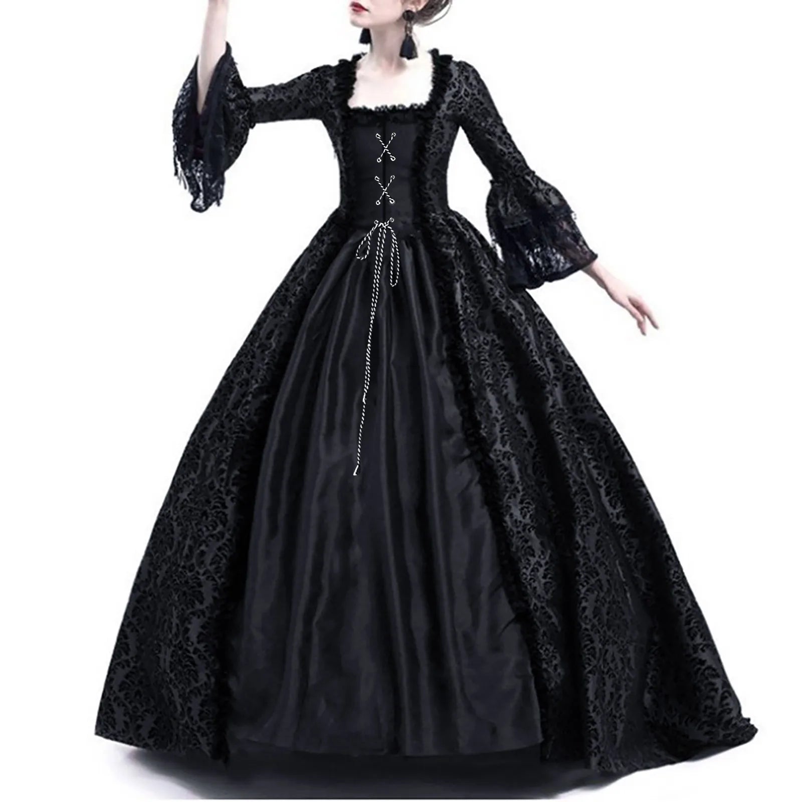 Halloween costume for adult women Medieval Cosplay Costumes Vintage Gothic Halloween suit 할로윈 코스튬 disfraz halloween para mujer Peaceful Pleasures Health and Wellness Black L