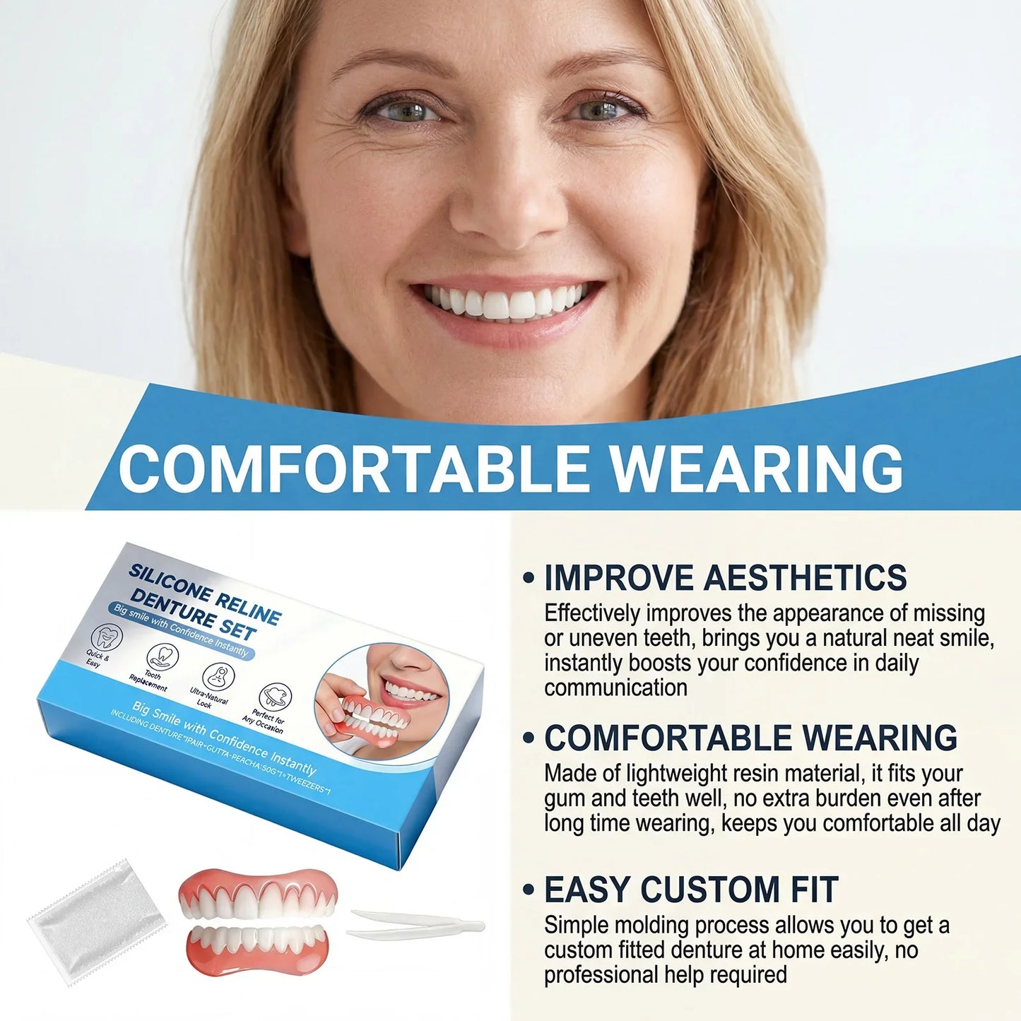 DIY Temporary Smile Veneers – Upper & Lower Cosmetic Denture Kit