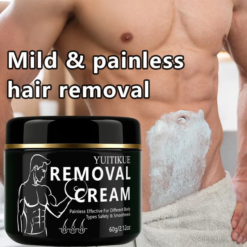 YUITIKUE Men's Hair Removal Cream – Mild Painless Formula 60g Men's Hair Removal Cream Peaceful Pleasures Health and Wellness