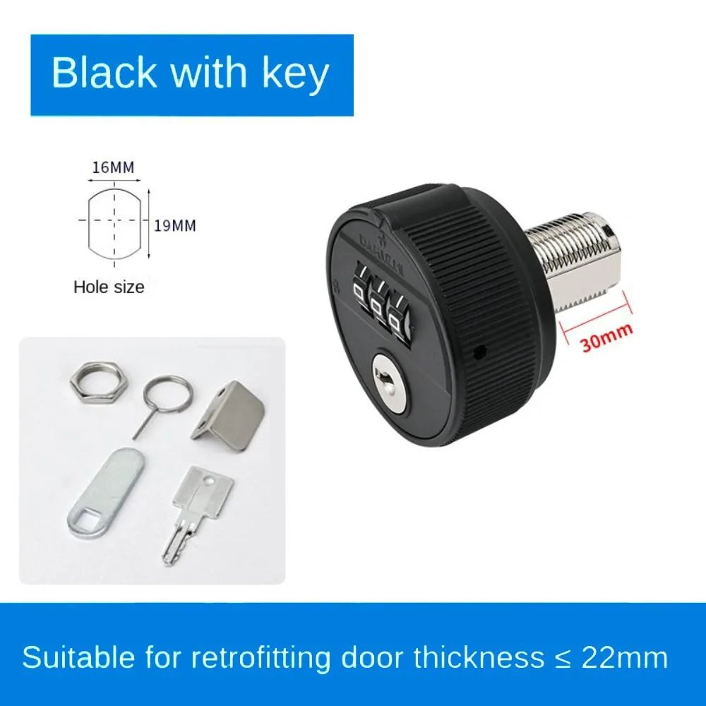 Zinc Alloy 3-Digit Combination Lock with Key | Cabinet & Drawer