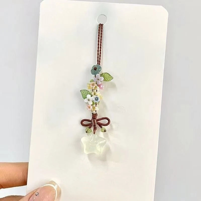 New Chinese Style Ice Transparent Star Flower Pendant Sweet and Cute Mobile Bag Pendant Peaceful Pleasures Health and Wellness