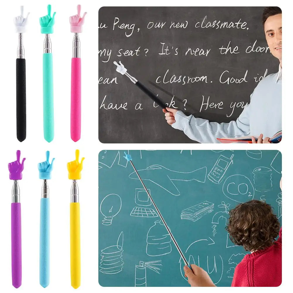 Colorful Finger Design Retractable Teacher Pointer Anti-slip Handle Teaching Guide Pointer Teaching Stick Whiteboard Pointer Peaceful Pleasures Health and Wellness