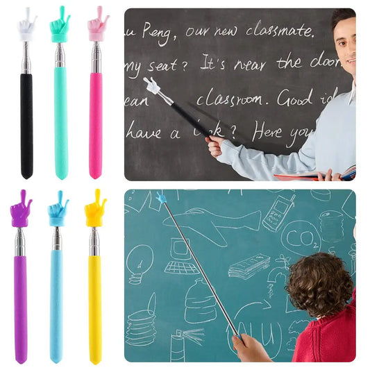 Colorful Finger Design Retractable Teacher Pointer Anti-slip Handle Teaching Guide Pointer Teaching Stick Whiteboard Pointer Peaceful Pleasures Health and Wellness