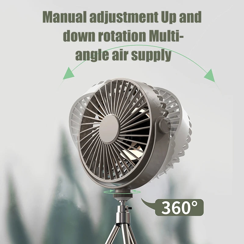 Tripod Stand Desk Air Cooling Blower Rotation Camping Ceiling Fan With Night Light Outdoor USB Chargeable Conditioning Cooler Peaceful Pleasures Health and Wellness