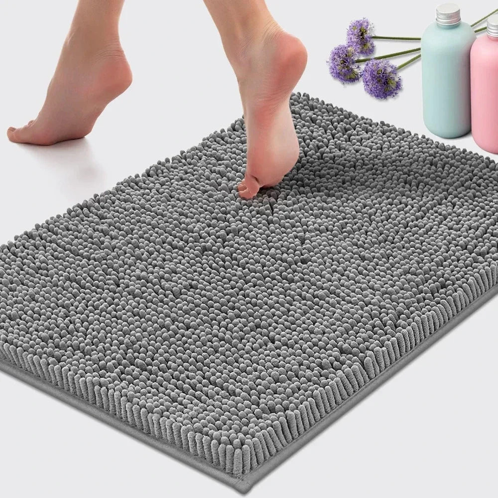 Chenille Soft Plush Bath Mat Super Absorbent Washable Non Slip Bathroom Comfortable Carpet for Shower Toilet Doormat Floor Rugs Peaceful Pleasures Health and Wellness