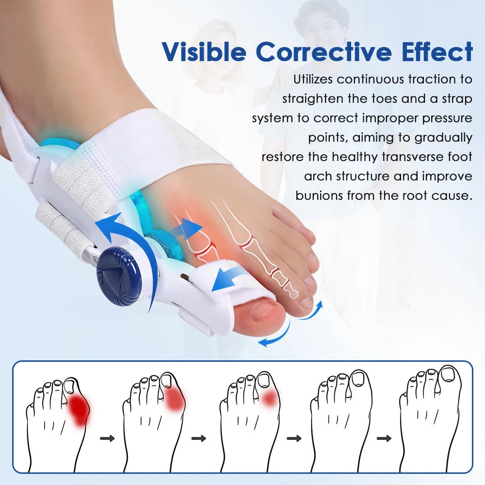 Dial Adjustable Bunion Corrector with Cold Therapy Gel Pad 24h Wear Hallux Valgus Brace Orthopedic Toe Straightener for Walking Peaceful Pleasures Health and Wellness