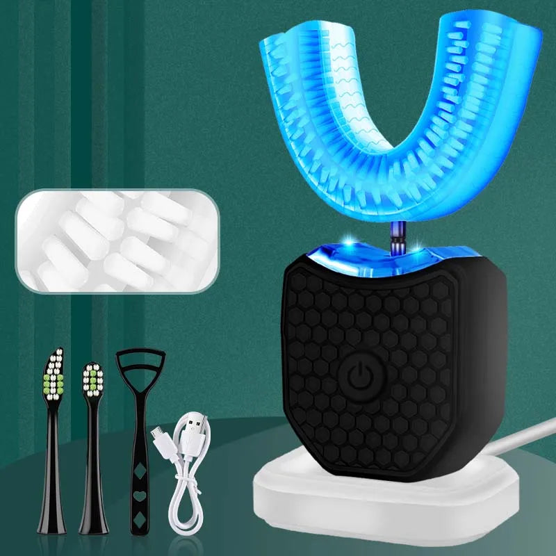LED Display USB Type-C Automatic Electric Toothbrush Adults Students U-Shaped Soft Bristle IPX7 Waterproof Whitening Feature Peaceful Pleasures Health and Wellness