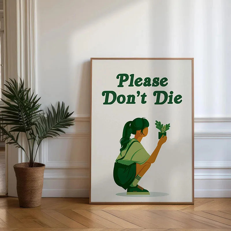 Green Botanical Leaves Canvas Wall Art | Houseplant Poster