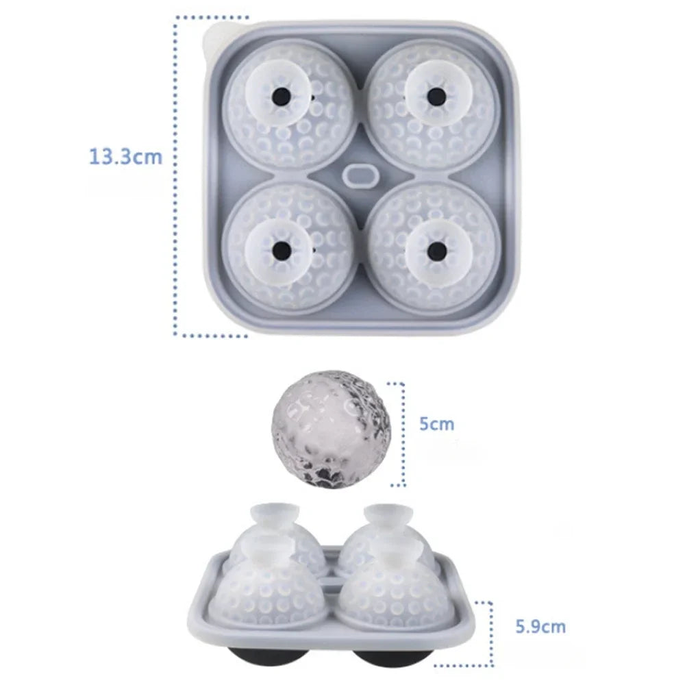 3D Golf Ball Ice Cube Mold – Silicone Whiskey Tray with Funnel