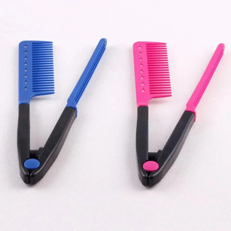 1pcs Folding V Type Hair Straightener Brush DIY Hairdress Tool Hairdressing Combs Natural Hair Styling Curling Comb Hair Peaceful Pleasures Health and Wellness