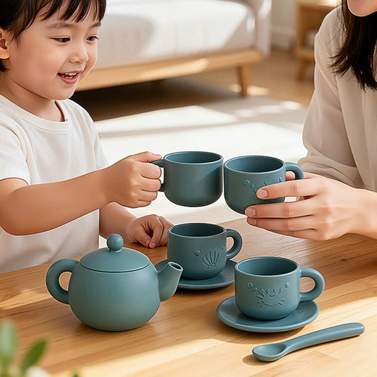 Kids Silicone Tea Party Set | Montessori Pretend Play Toy Pretend Play Tea Set Oasis Select
