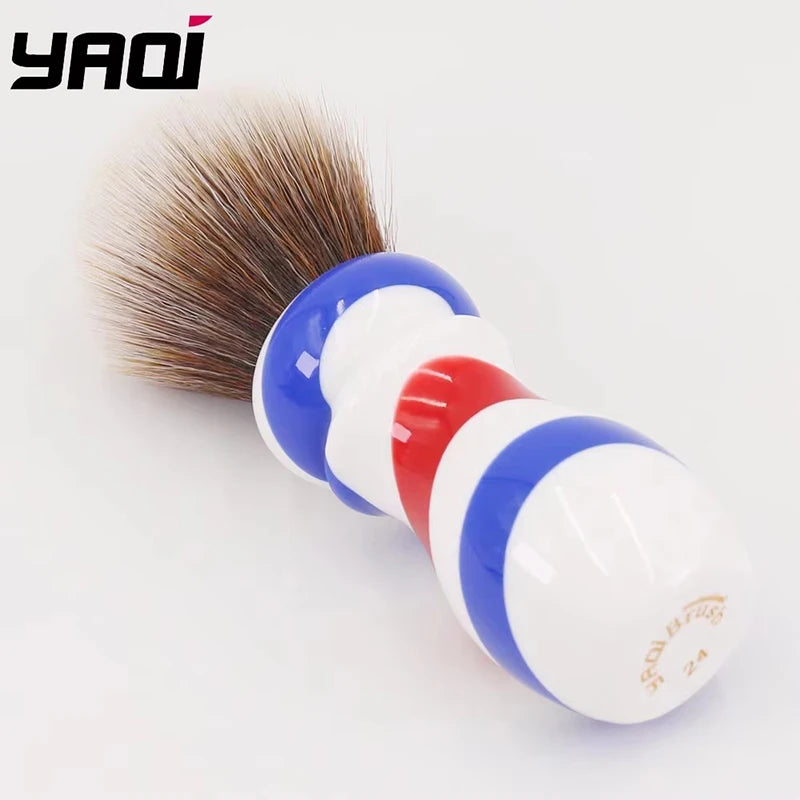 Yaqi High Quality 24MM New Barber Pole Style Brown Synthetic Knot Mens Wet Shaving Brush Retro Fashion Facial Shaving Care Tool Peaceful Pleasures Health and Wellness
