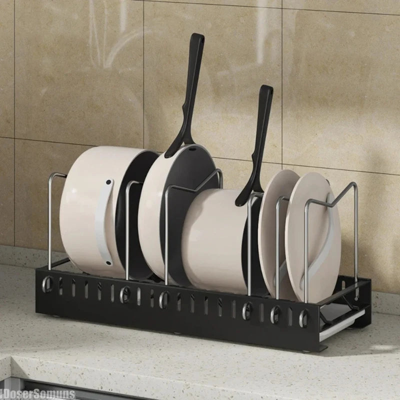 Under-Sink Pull-Out Pot Rack | Metal Cabinet Kitchen Organizer