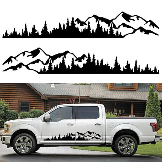 2pc 100*17cm Car Tree Mountain Forest Decal For Truck SUV Trailer Side Body Sticker Peaceful Pleasures Health and Wellness Default Title
