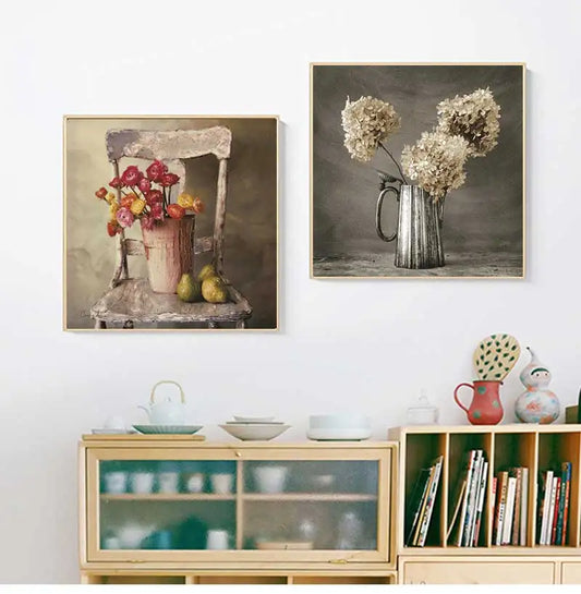 Vintage Tulip Floral Canvas Wall Art Poster | Kitchen Home Decor Canvas Wall Art Peaceful Pleasures Health and Wellness