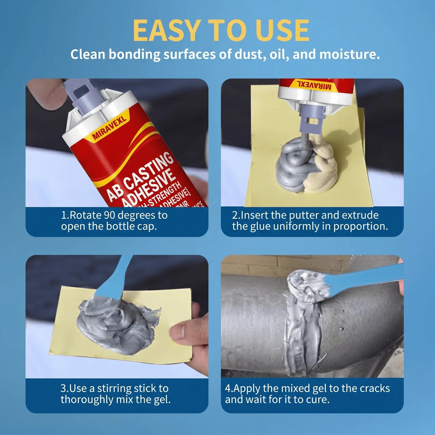 High-Temp Metal Repair Paste AB Casting Adhesive Kit | MIRAVEXL