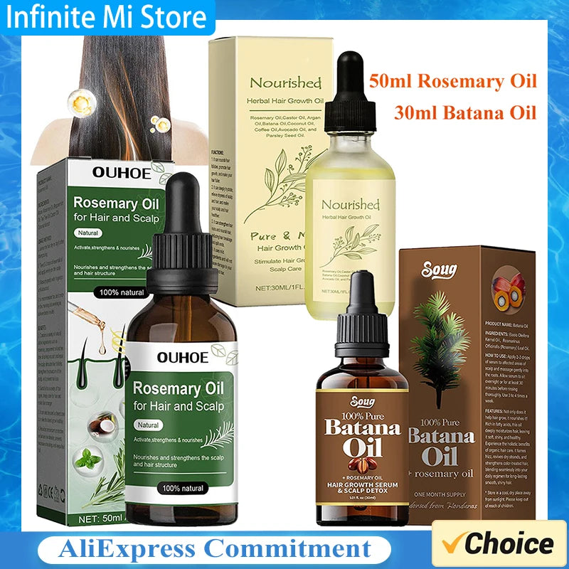 30ml/50ml Batana Rosemary Mint Scalp Hair Strengthening Oil Biotin Essential Oils Nourishing Treatment Split Ends Dry All Types Peaceful Pleasures Health and Wellness