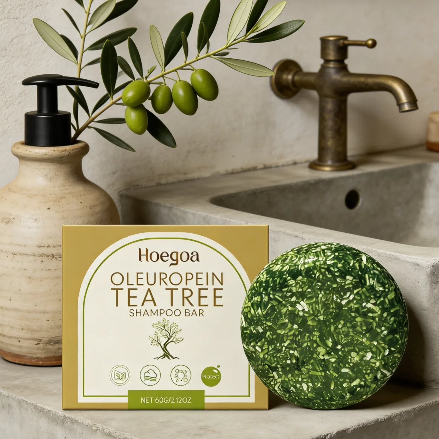 Tea Tree Oleuropein Solid Shampoo Bar – Strengthen & Shine