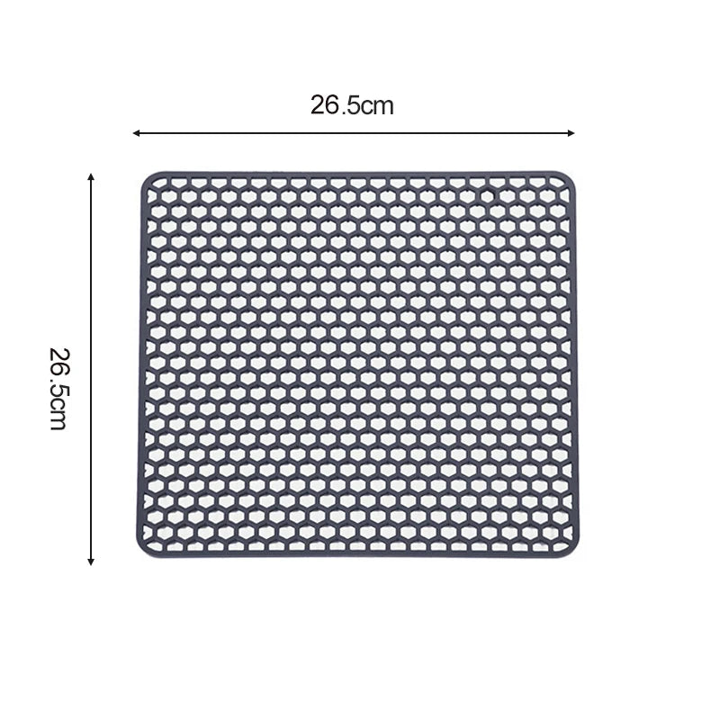 Silicone Drain Mat Heat Insulated Pad Kitchen Sink Protector Hollow Sink Mat Countertop Mats Kitchen Protection Countertop Mats Peaceful Pleasures Health and Wellness C gray 26.5cm silicone