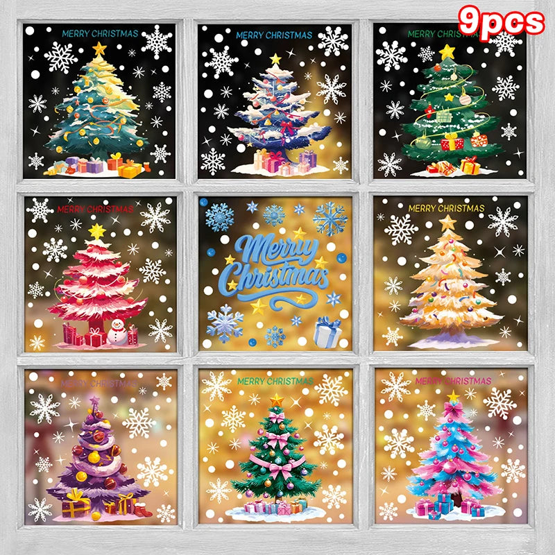 Christmas Window Clings – Tree, Snowman & Snowflake Decals